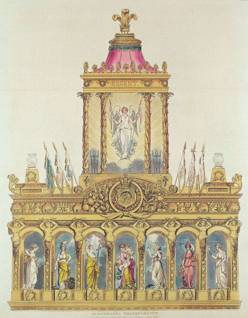 Ackermans Transparency, juni 1814 (farveætsning og akvatinte) af English School