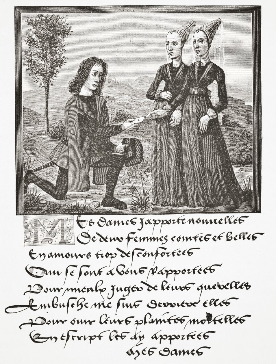 Alain Chartier (knælende), 1878 af English School