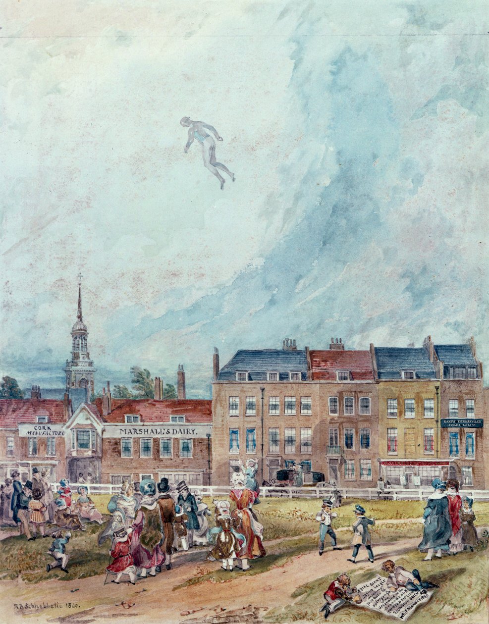 En luftfyr Fawkes, 1840 af English School