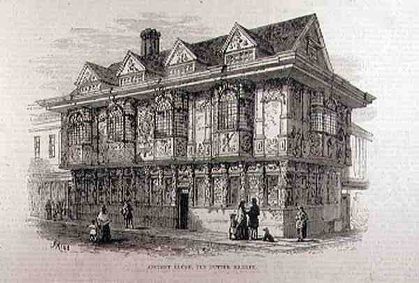Ancient House in the Old Butter Market, Ipswich, fra The Illustrated London News, 23. juli 1881 af English School