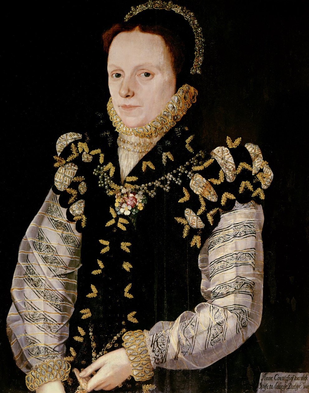 Anne Russell, grevinde af Warwick (1548-1604), ca.1565 (panel) af English School