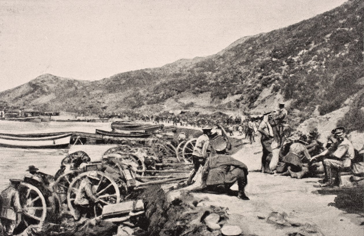 Australske tropper på Anzac Cove Gallipoli Peninsula Tyrkiet, 1915, fra 