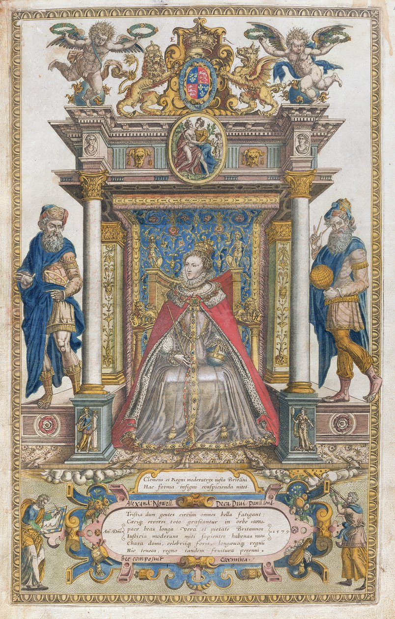 BT1.47.9 Dedikationen til dronning Elizabeth I fra en bog med kort over England og Wales af Christopher Saxton, udgivet 1579 af English School