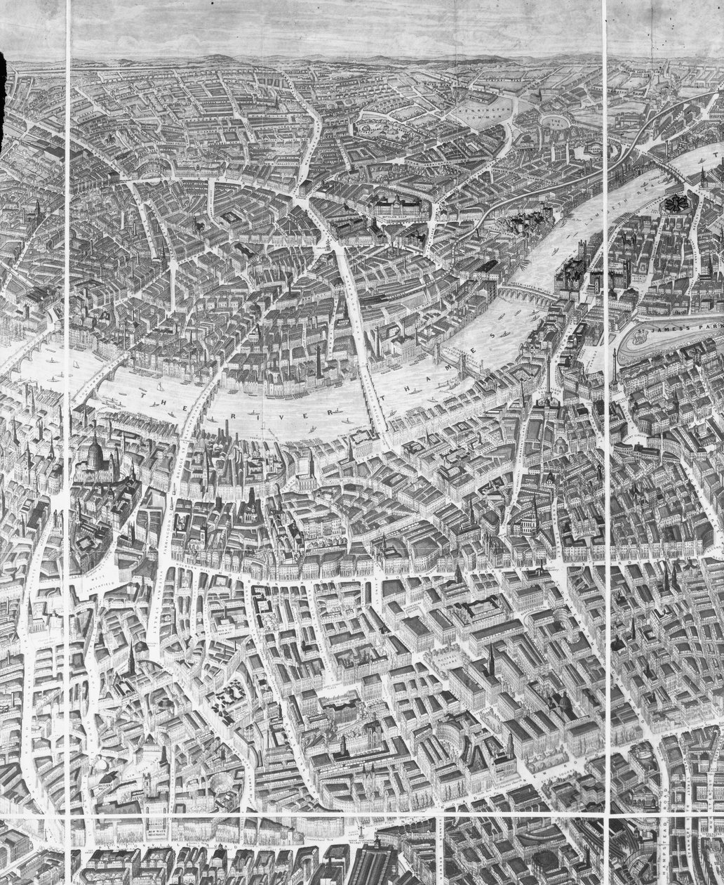 Ballonudsigt over London, 1851 af English School