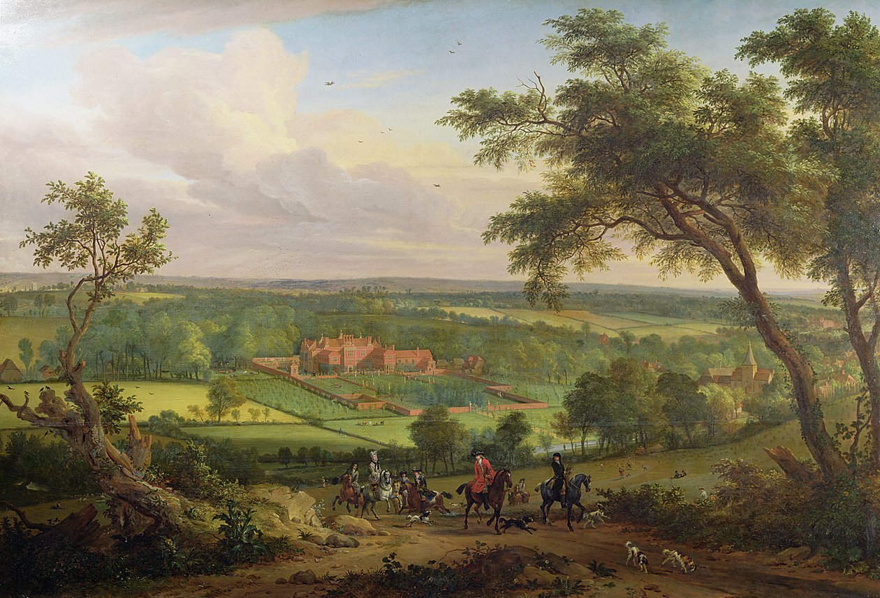 Bifrons Park, Patrixbourne, Kent, tidligere tilskrevet John Wootton (1682-1764) og tidligere til Jan Siberechts (1627-c.1703) c.1695-1705 af English School