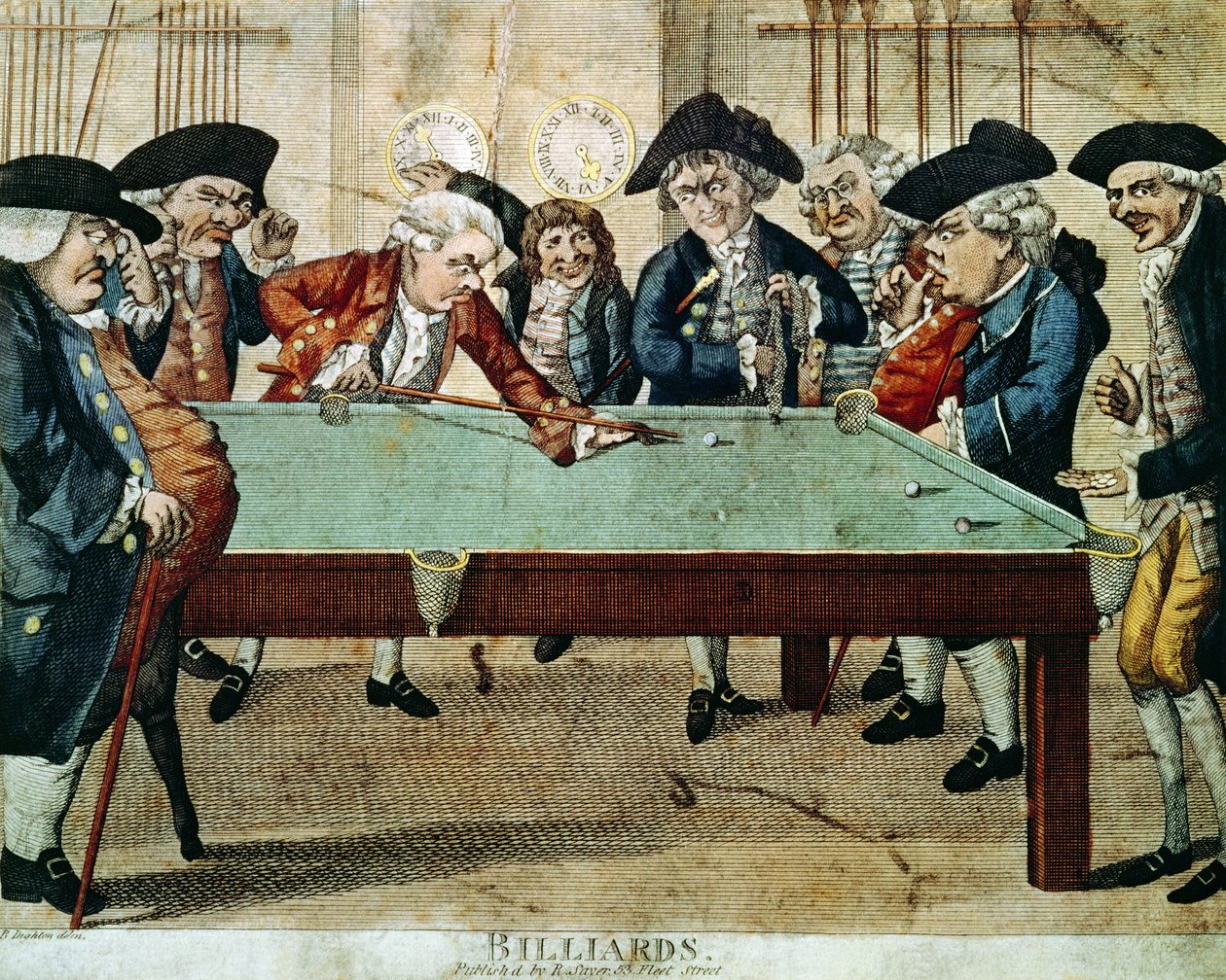 Billard, 1700-tals radering af R.Sayer af English School