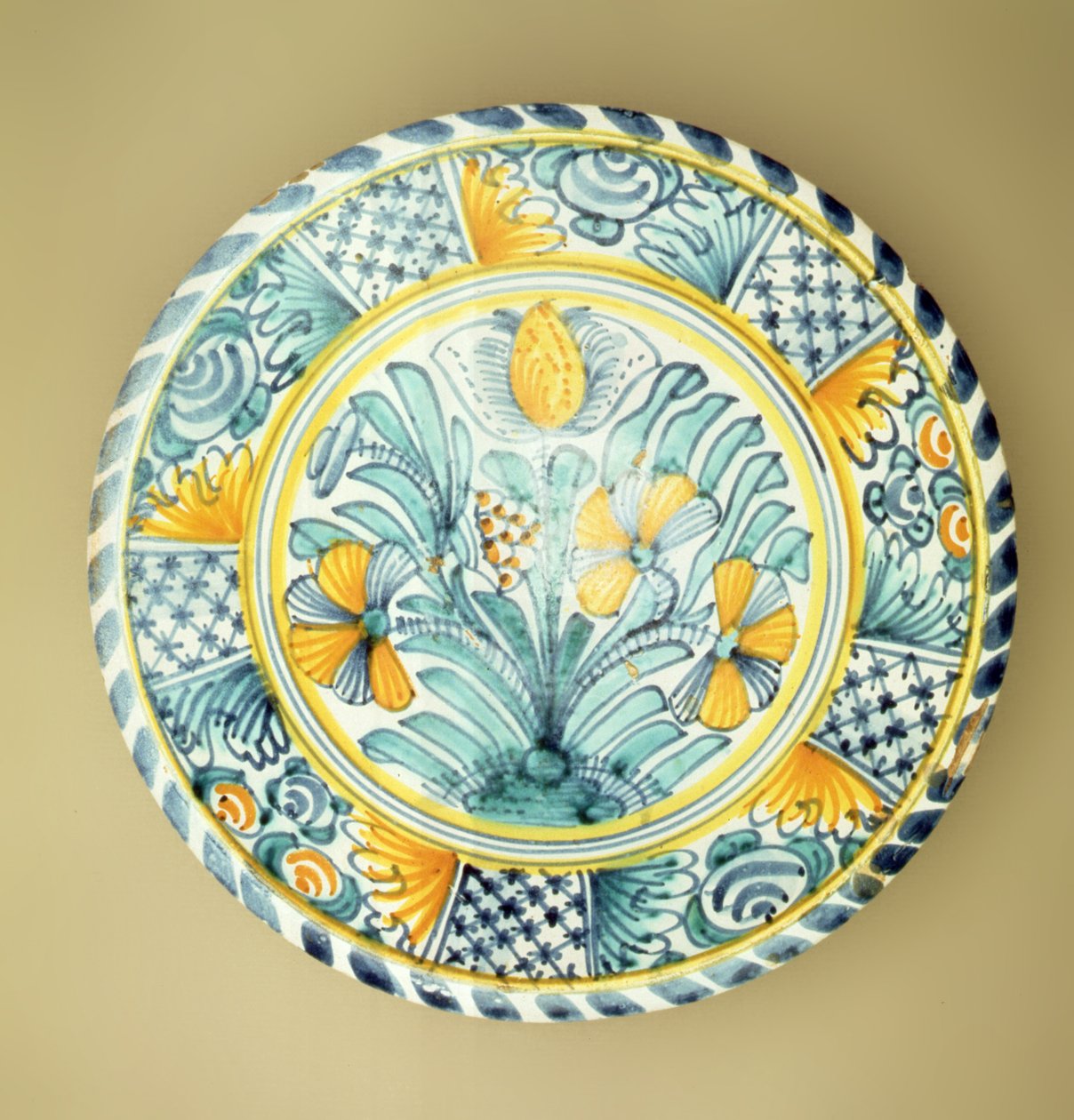 Bluedash Delftware oplader, Lambeth keramik, ca.1670 (keramik) af English School