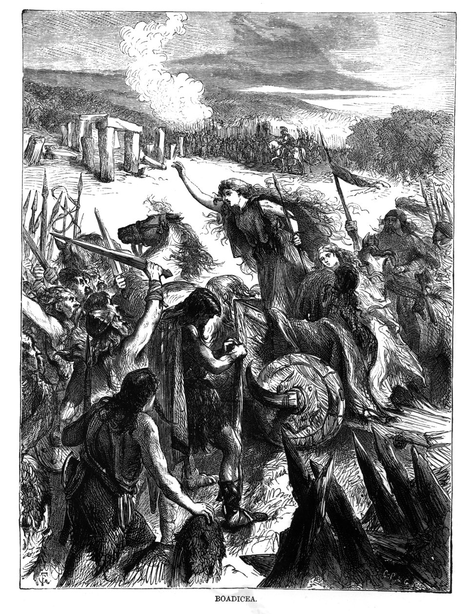 Boadicea, der opildner Iceni mod romerne af English School