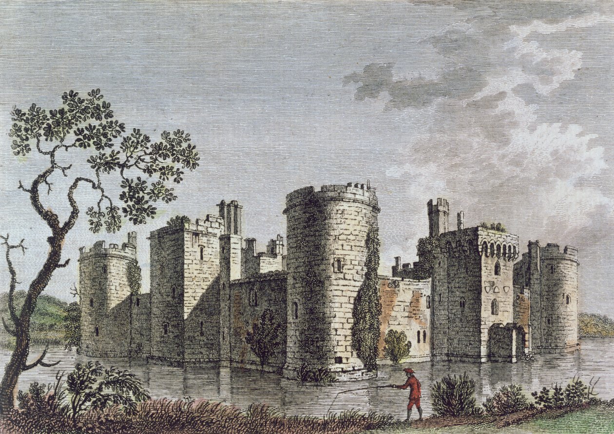 Bodiam Castle, Sussex, 6. juli 1777 (farvegravering) af English School