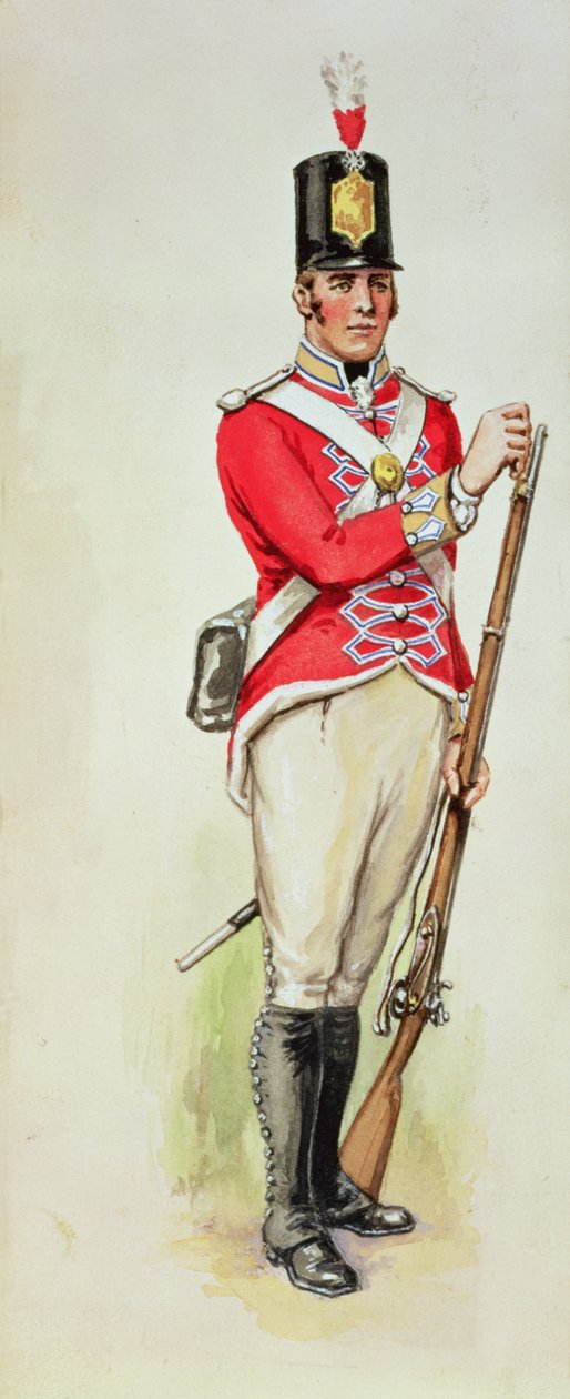 Britisk soldat i Napoleons tid med en musket af English School