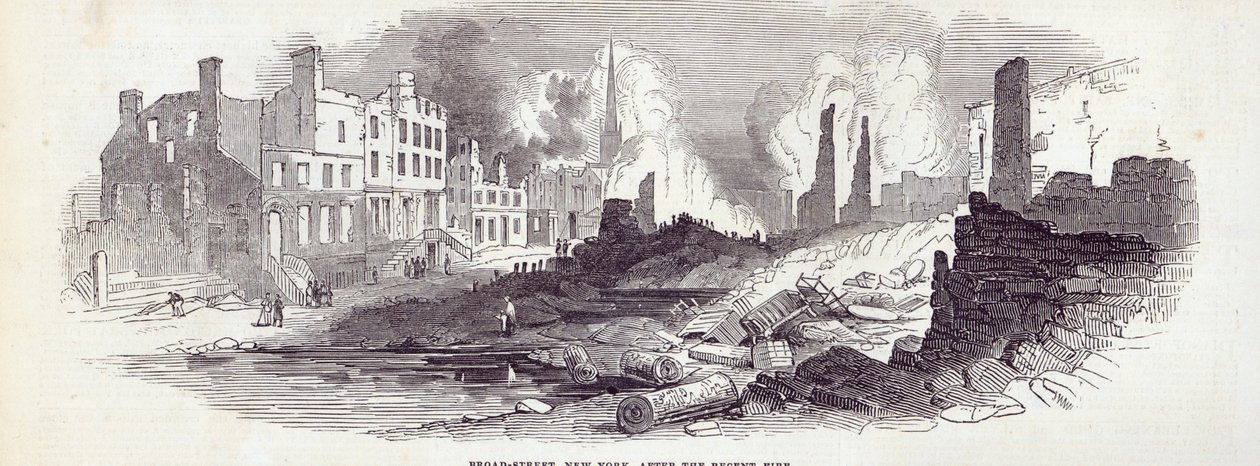 Broad-street, New York, efter den nylige brand, fra 