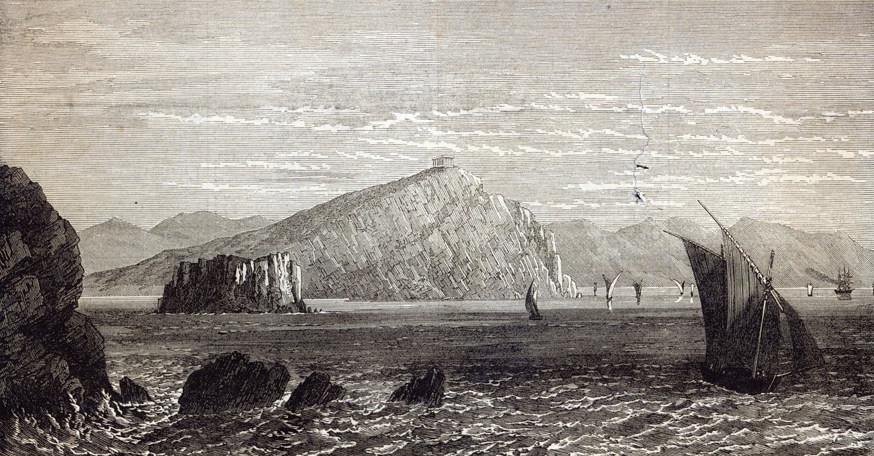Cape Colonna, med ruinerne af Temple of Minerva, Grækenlands kyst, fra 