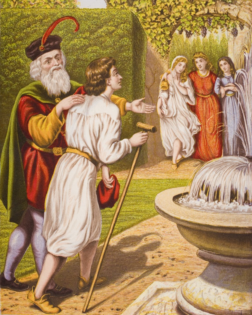 Carnal Security introducerer sin kone og sine døtre til Tender Conscience, illustration fra 