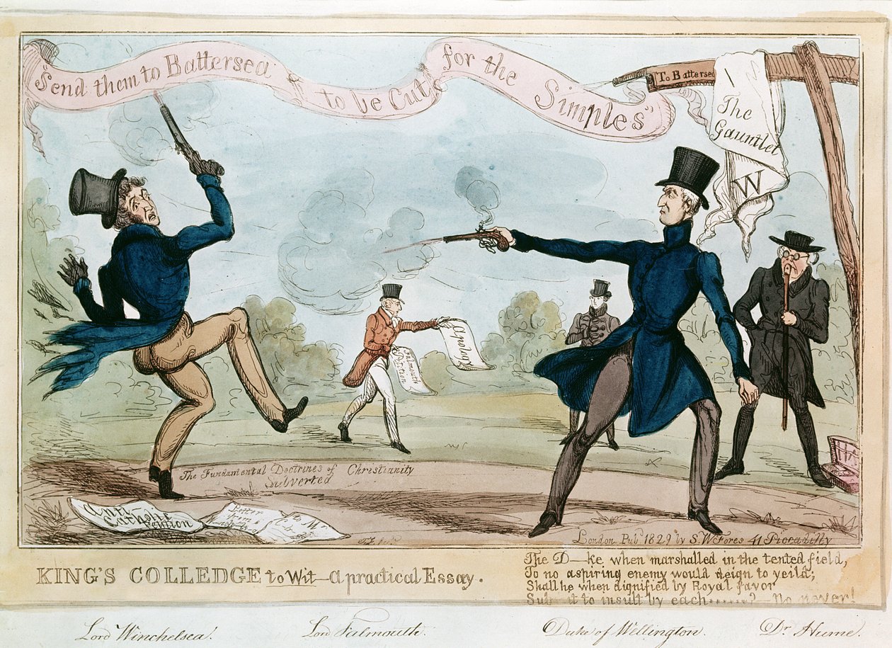 Tegnefilm af Duke of Wellington Dueling af English School