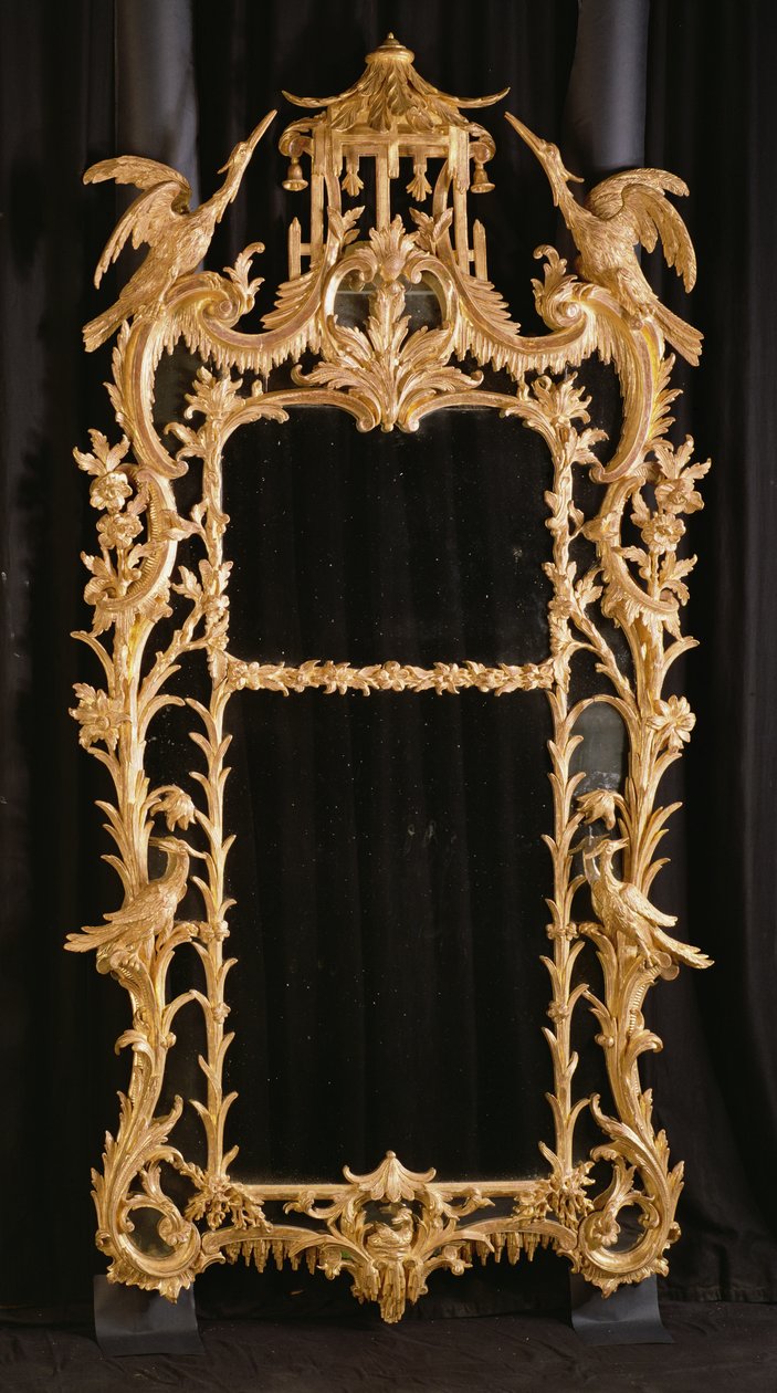 Udskåret spejl, ca. 1760 (forgyldt træ) af English School