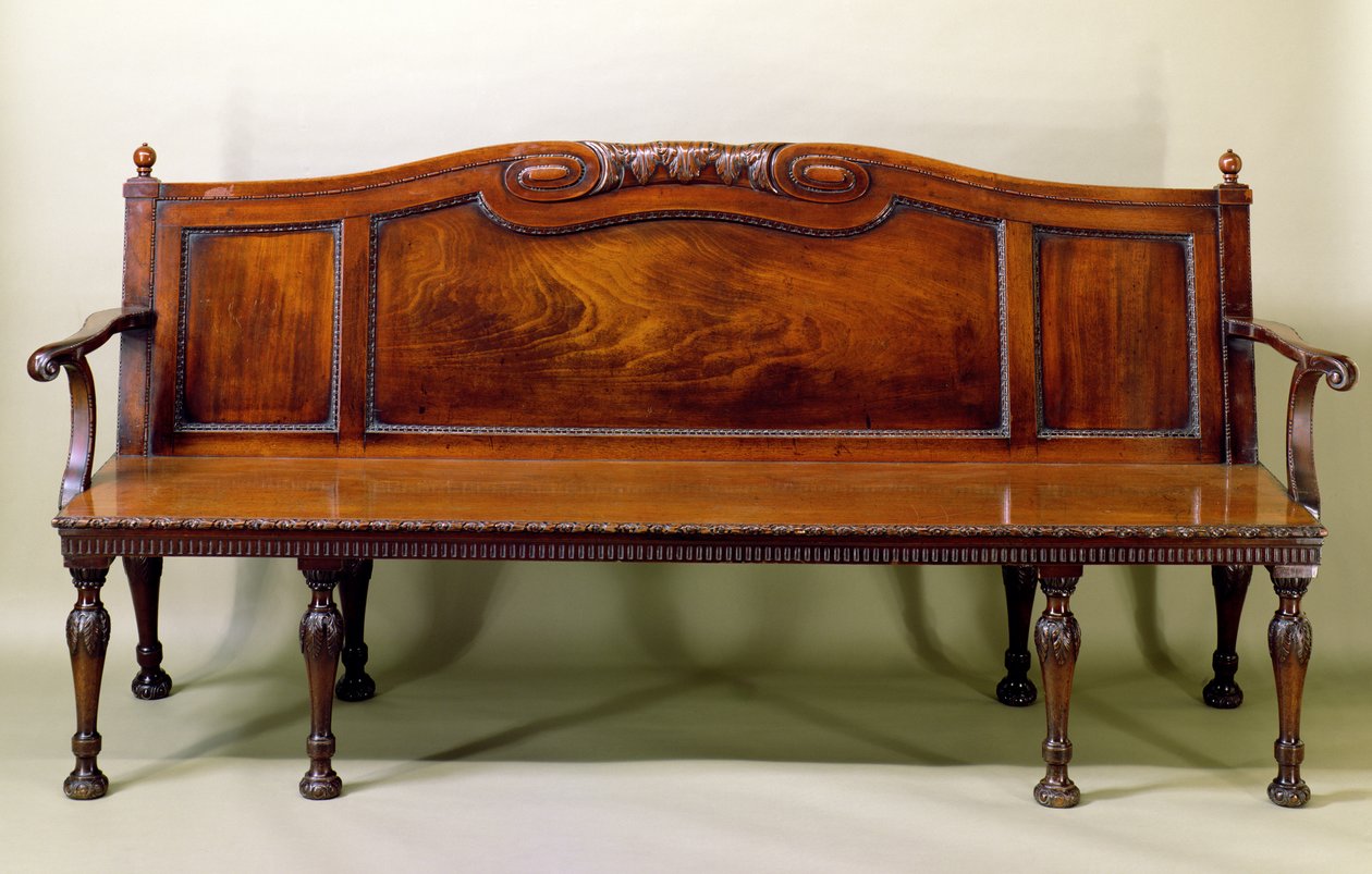 Chippendale udskåret hall sofa, ca. 1770 (mahogni) af English School
