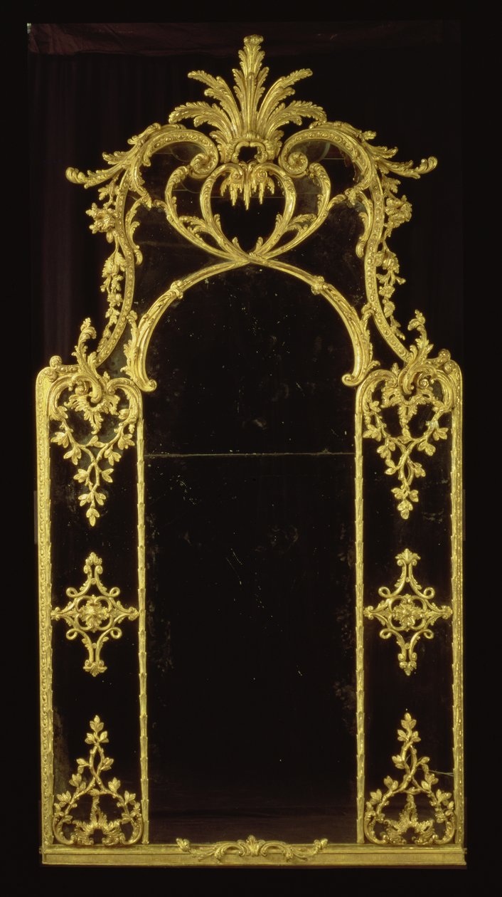 Chippendale spejl, ca. 1750 (forgyldt træ) af English School