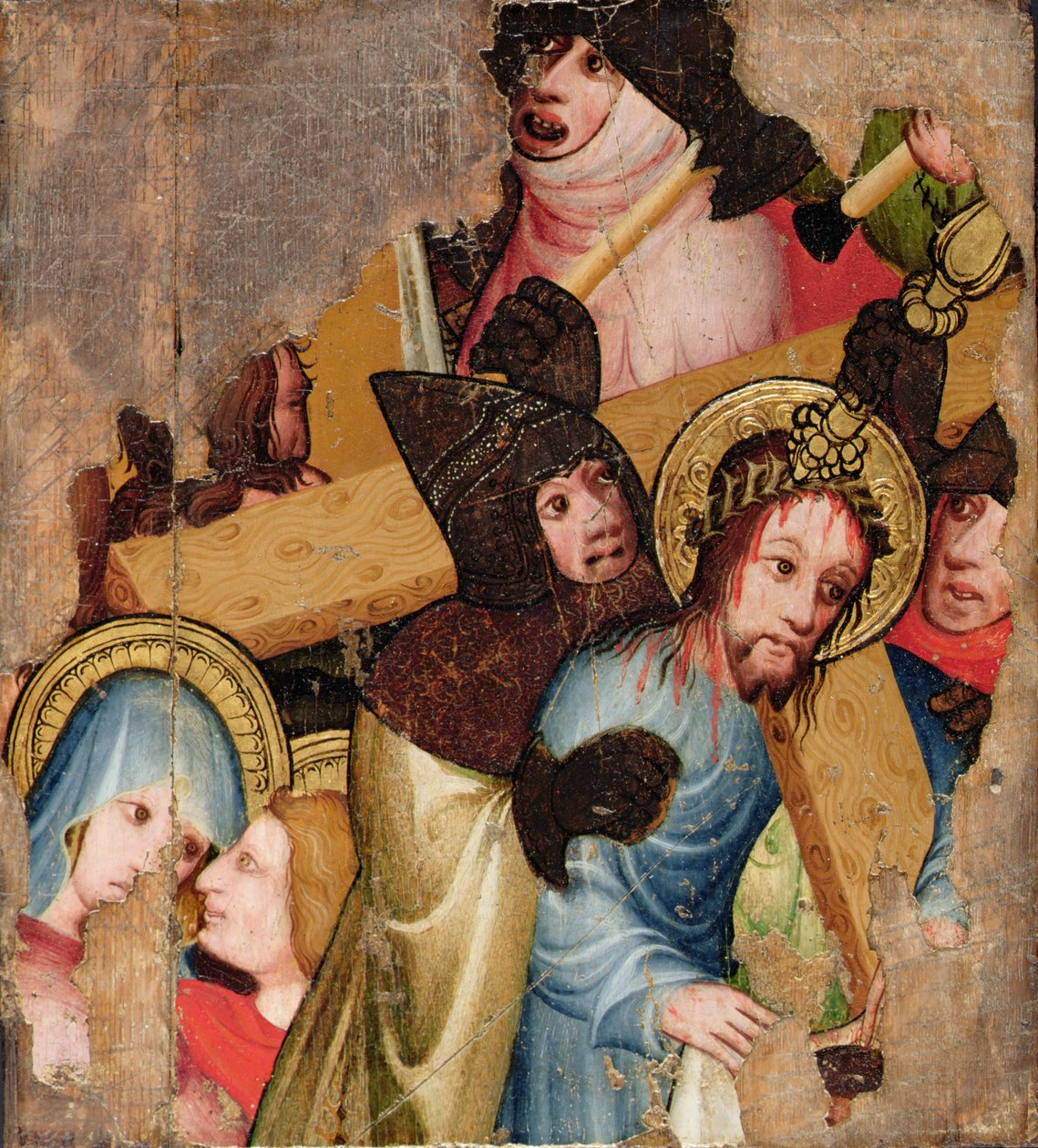 Kristus der bærer korset, ca. 1400-25 (olie og guld på panel) af English School