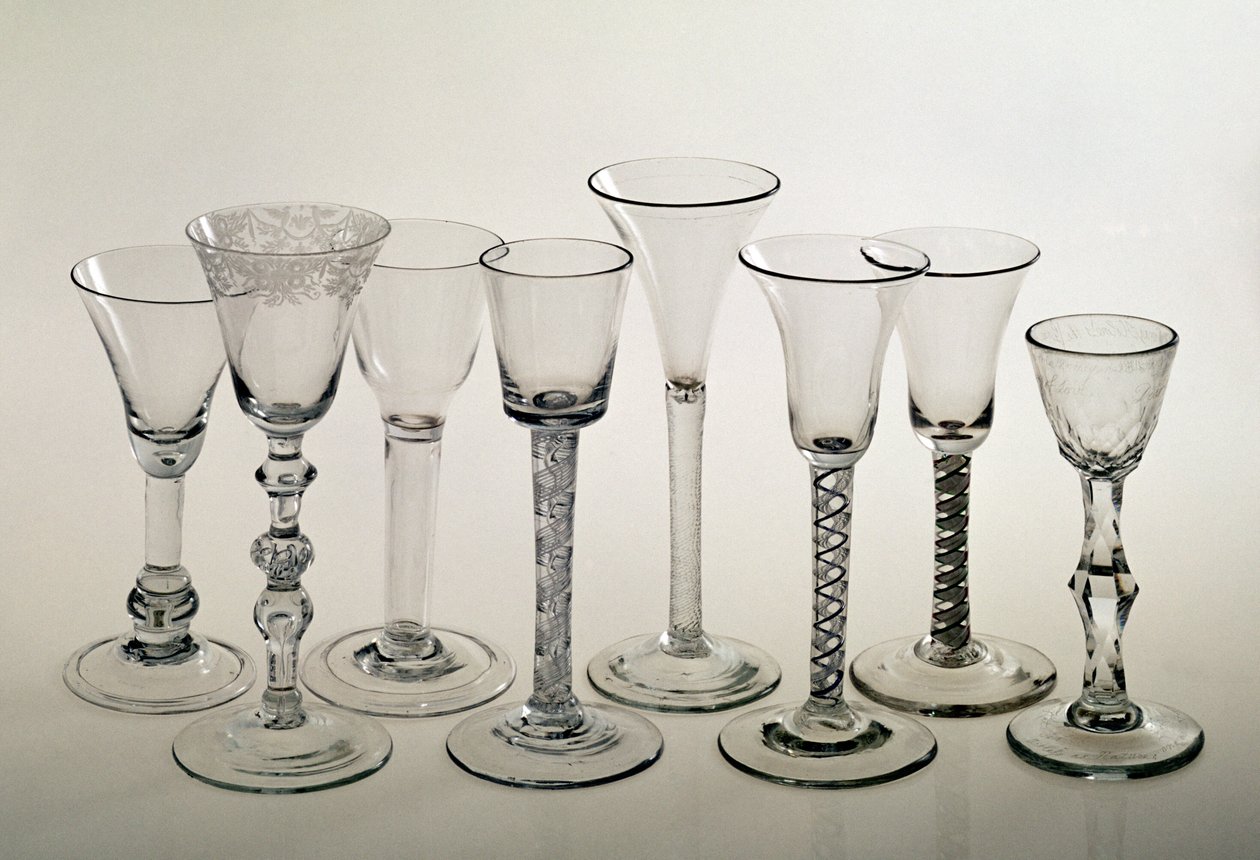 Samling af vinglas (glas) af English School