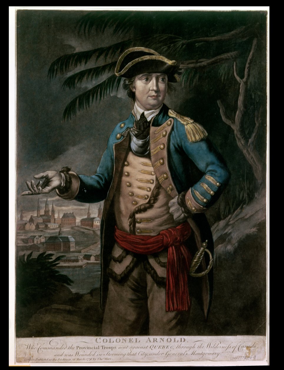 Oberst Benedict Arnold, pub. London, 1776 (mezzotint) af English School