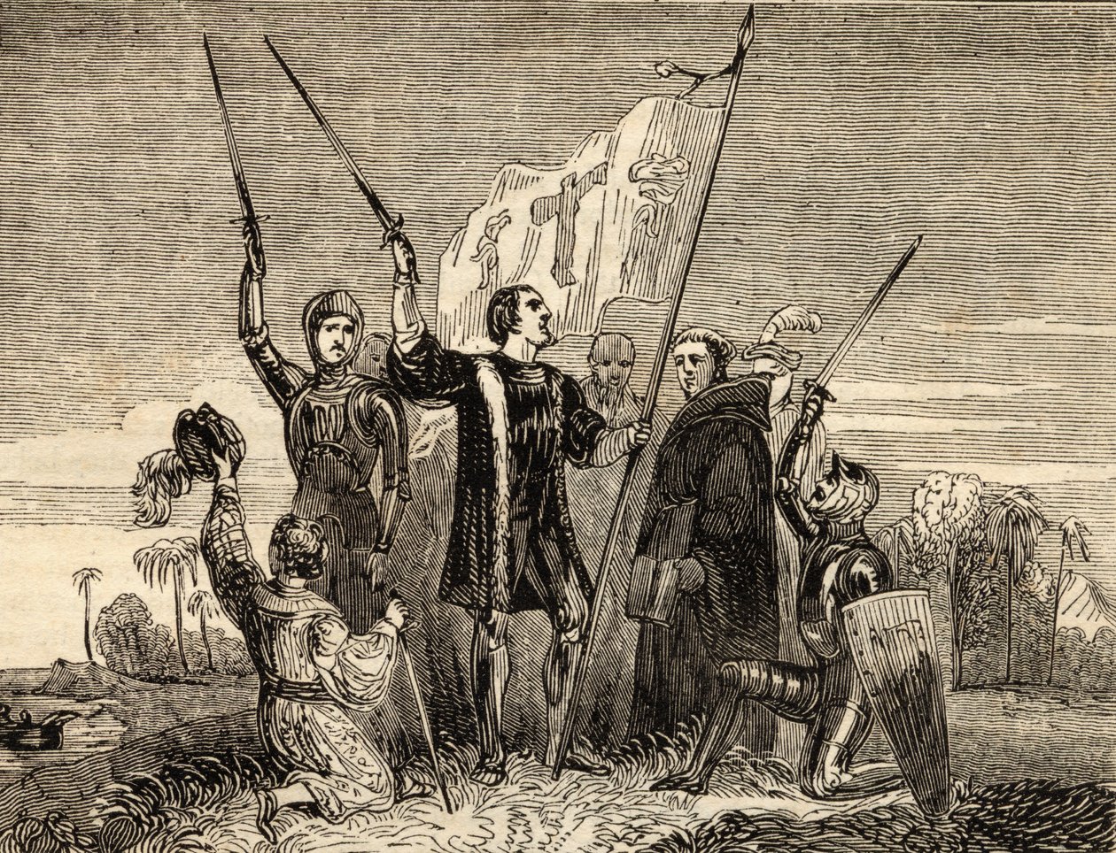 Columbus (1451-1506) At tage besiddelse, illustration fra 