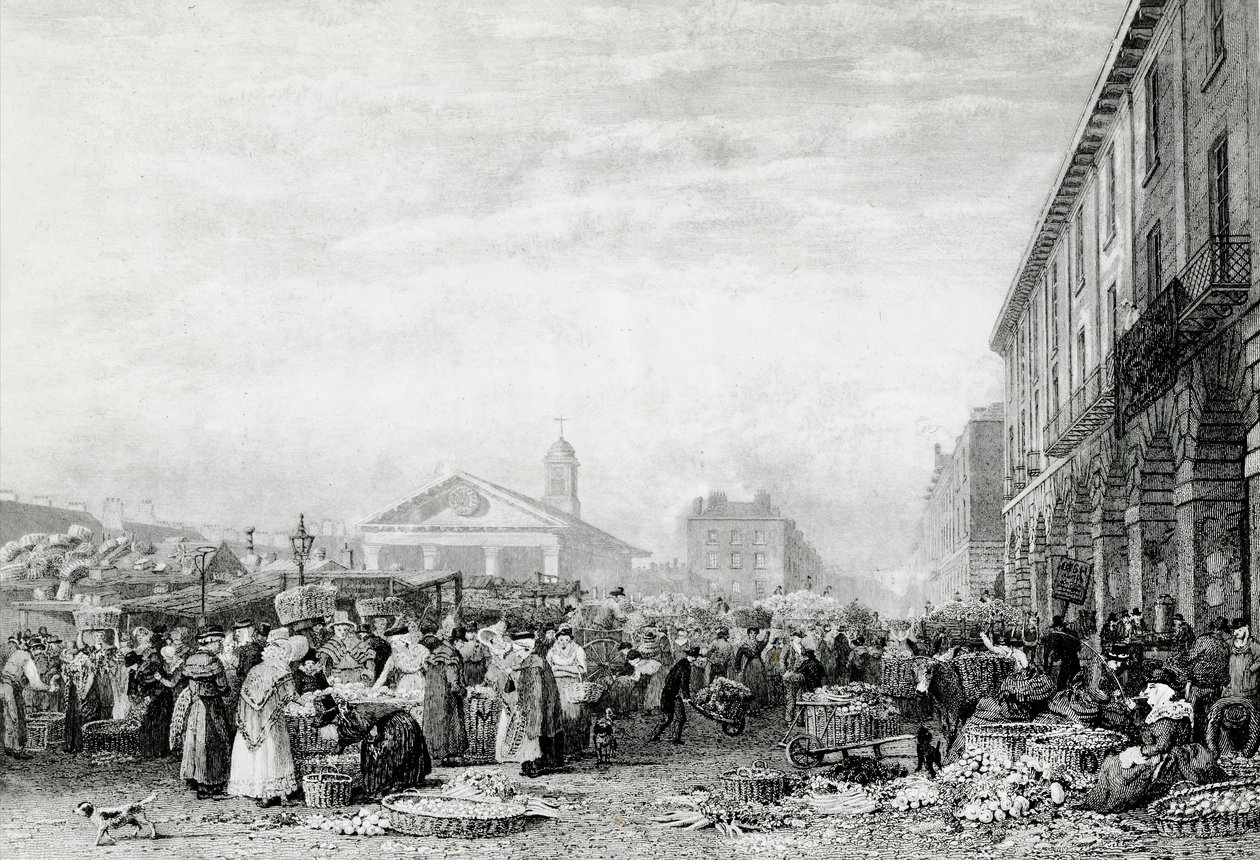 Covent Garden marked, 1824 af English School