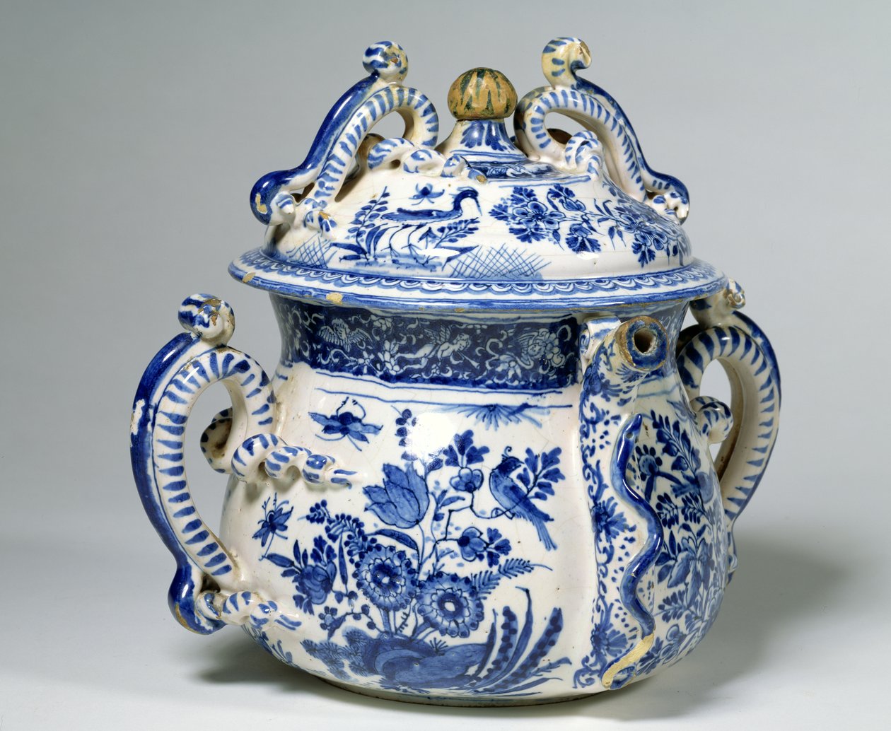 Delftware posset gryde og låg (keramik) af English School