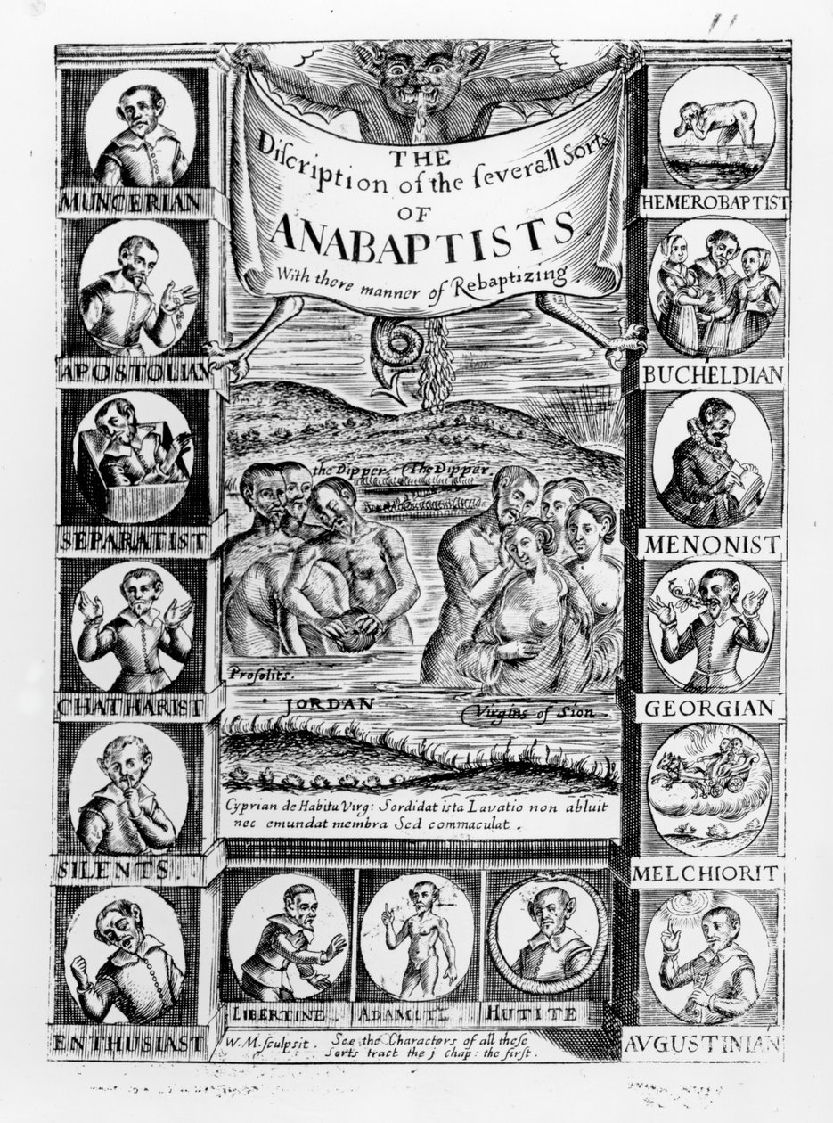 Beskrivelse af de forskellige slags anabaptister, 1645 af English School