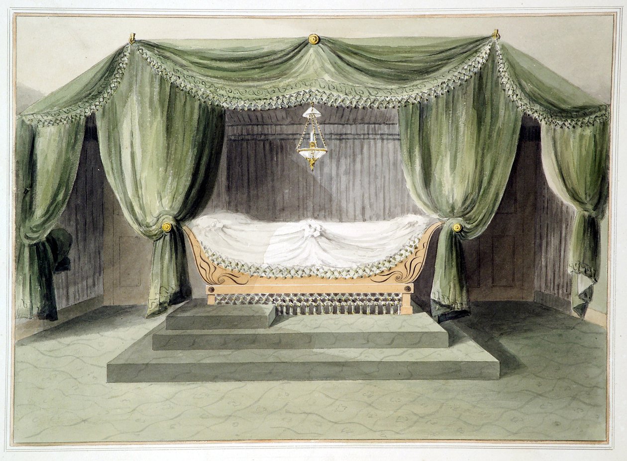 Design til et teltværelse, ca. 1806 (wc over blyant på papir) af English School
