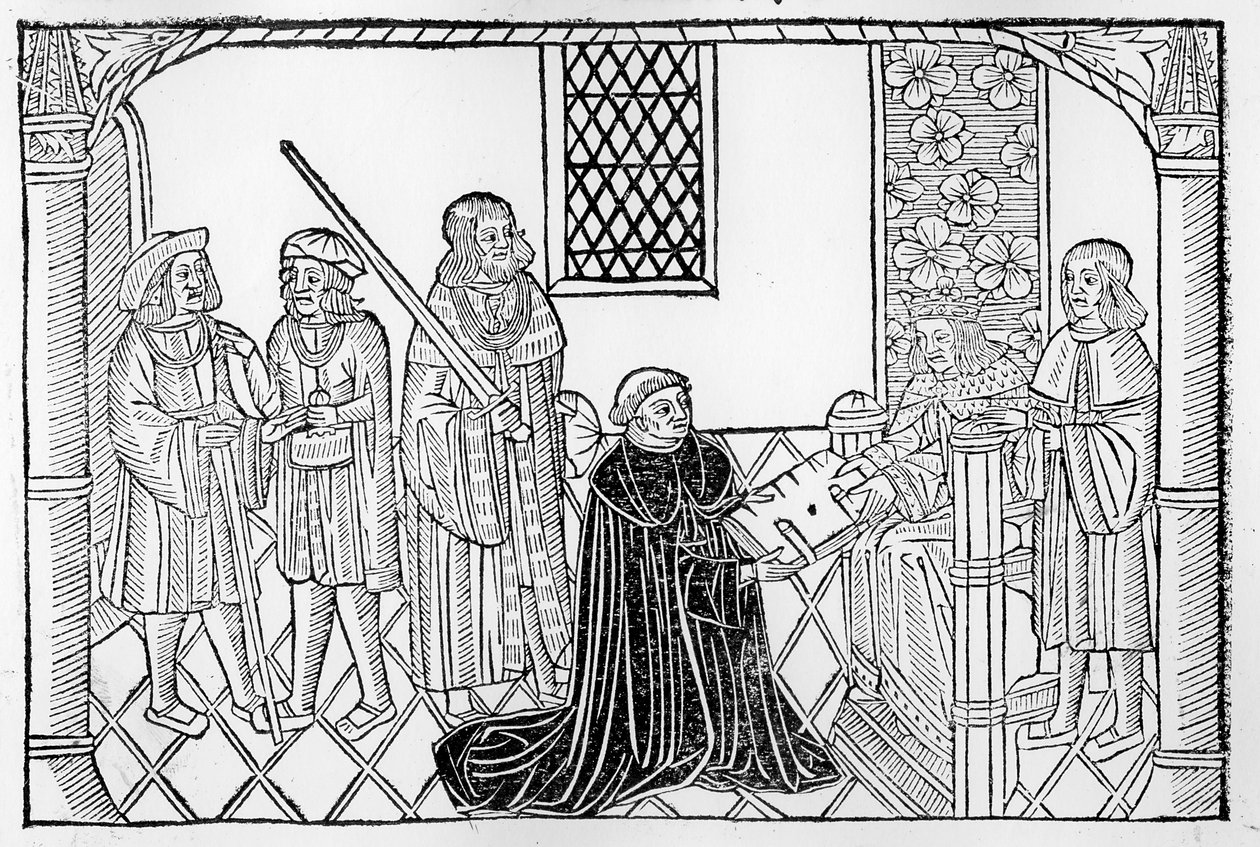 Earl Rivers præsenterer sin bog til Edward IV af English School