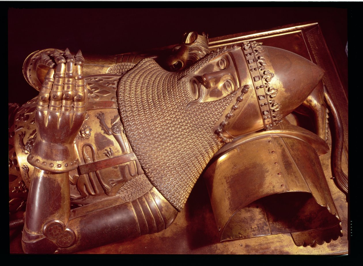 Edward, the Black Prince (1330-76): billedkunst i Canterbury Cathedral (forgyldt bronze) (se også 2369) af English School