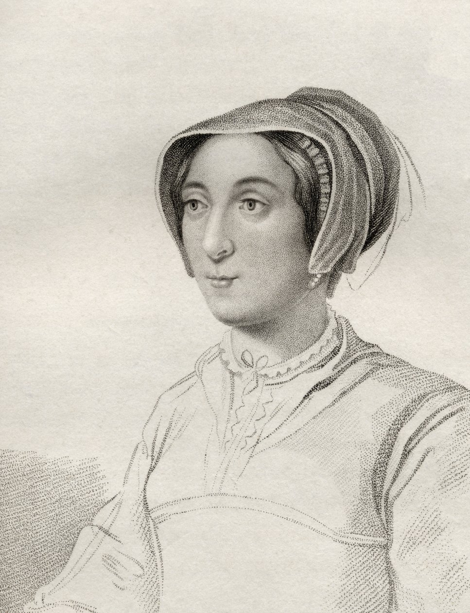 Elizabeth Cooke, graveret af Rivers, illustration fra "A catalogue of Royal and Noble Authors, Volume II", udgivet i 1806 af English School