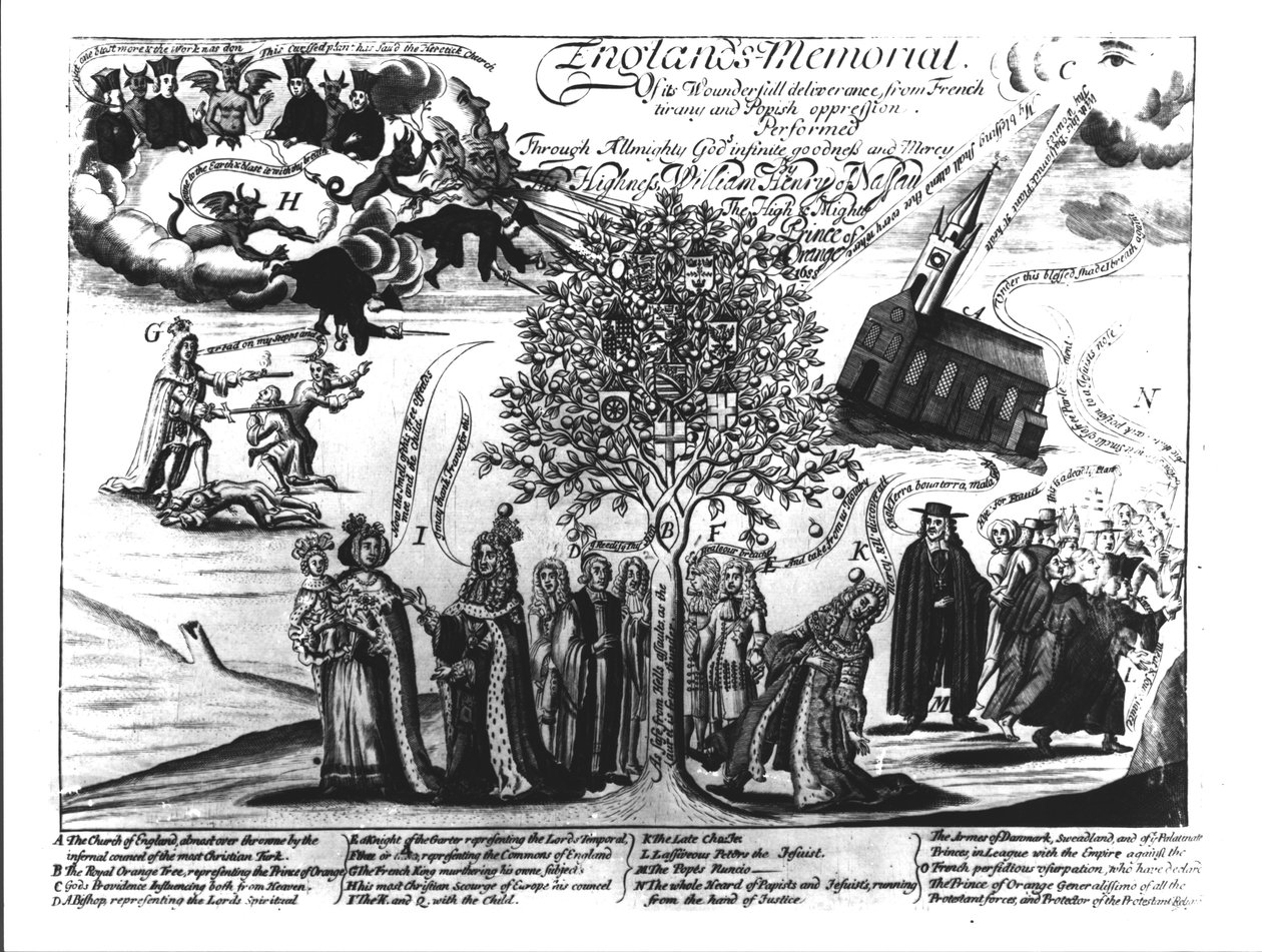 Englands mindesmærke, William af Orange (1650-1702), der reddede England og Europa fra forskellige rædsler af English School