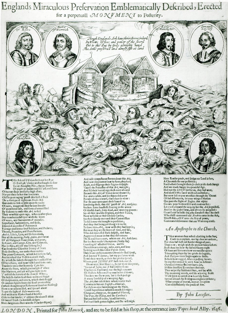 Englands mirakuløse bevaring emblematisk beskrevet, opført til et evigt monument over eftertiden, 1646 af English School