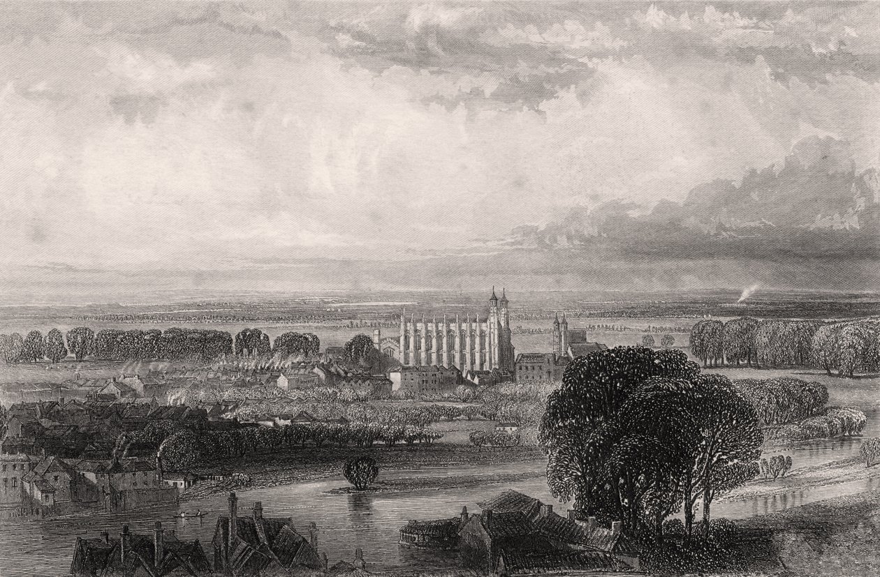 Eton set fra Windsor Castle terrasse, illustration fra 