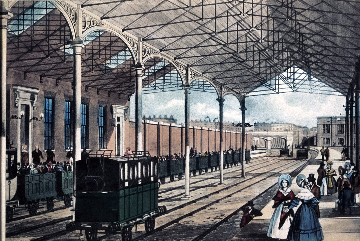 Euston Station, London, 1837 af English School
