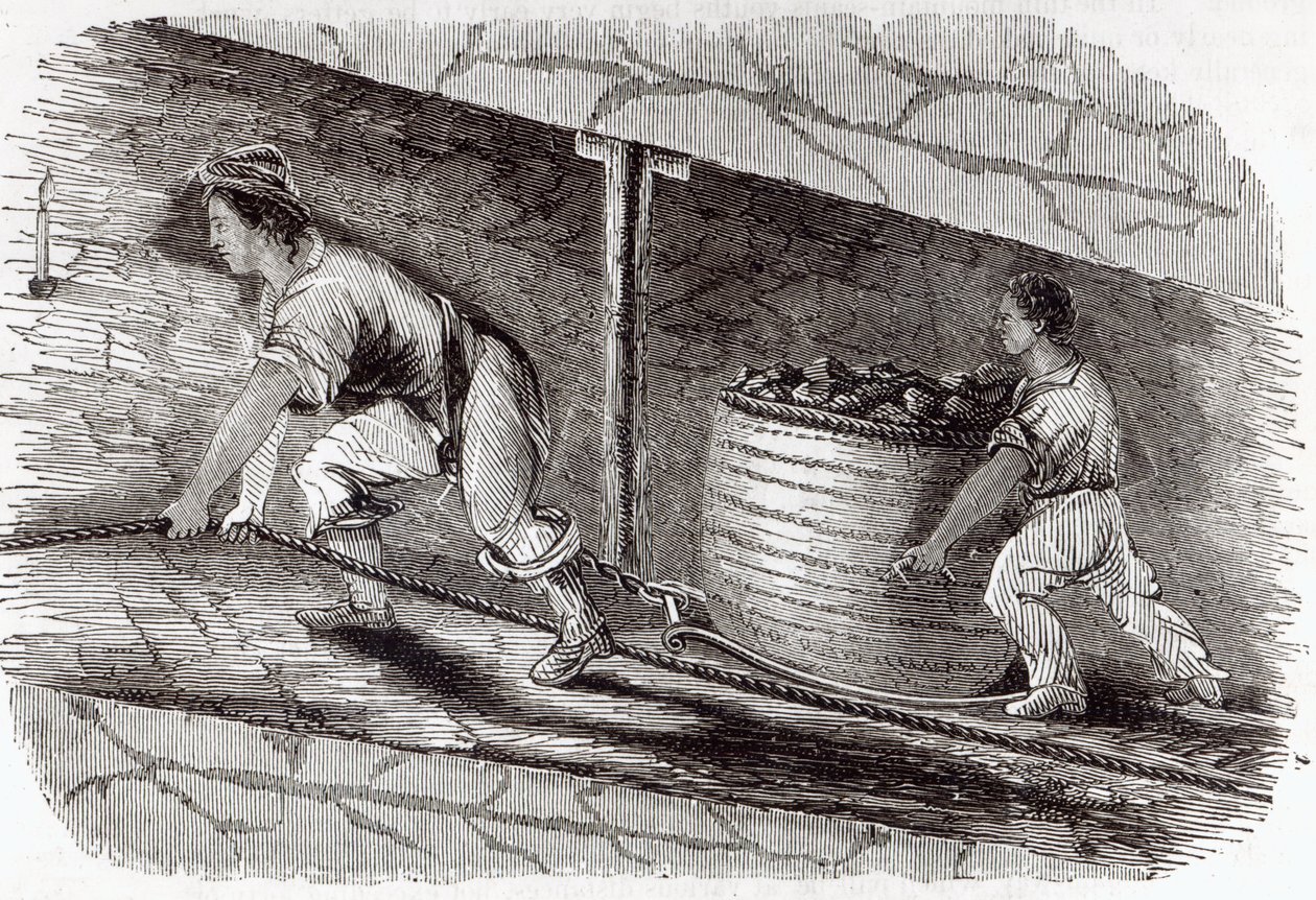 Kvindeskuffe i en kulgrav i Little Bolton, 1842 af English School