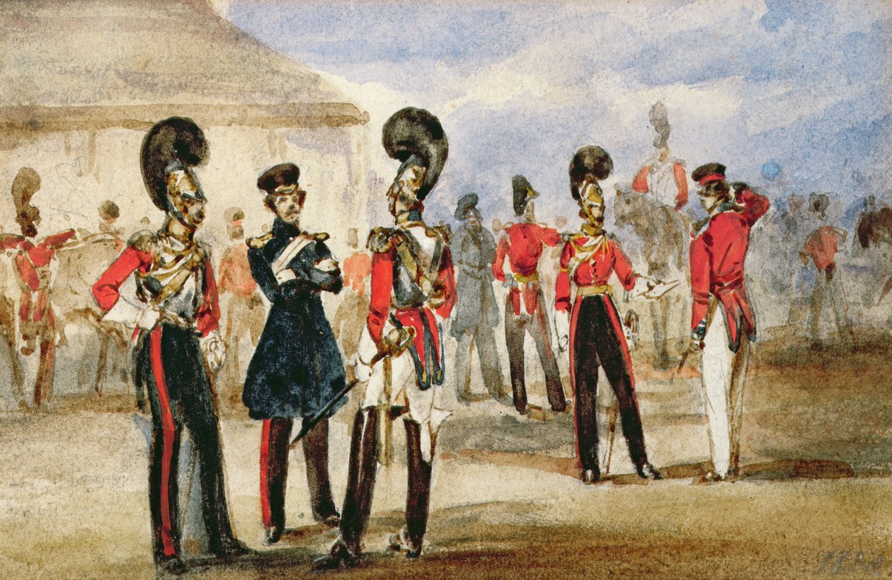 First Life Guards, 1835 (wc på papir) af English School