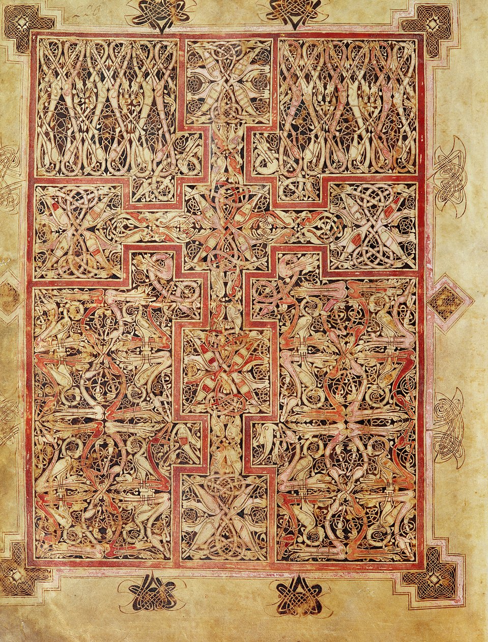 Fol.220 Tæppeside, fra Lichfield-evangelierne, c.720 af English School