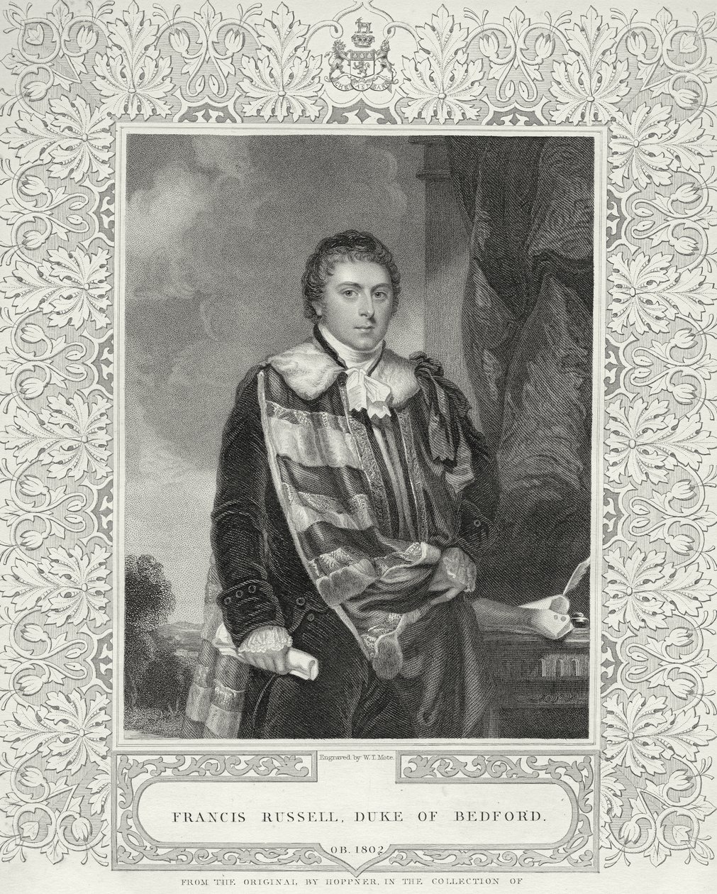 Francis Russell (1765-1802) 5. hertug af Bedford, graveret af W. T. Mote af English School