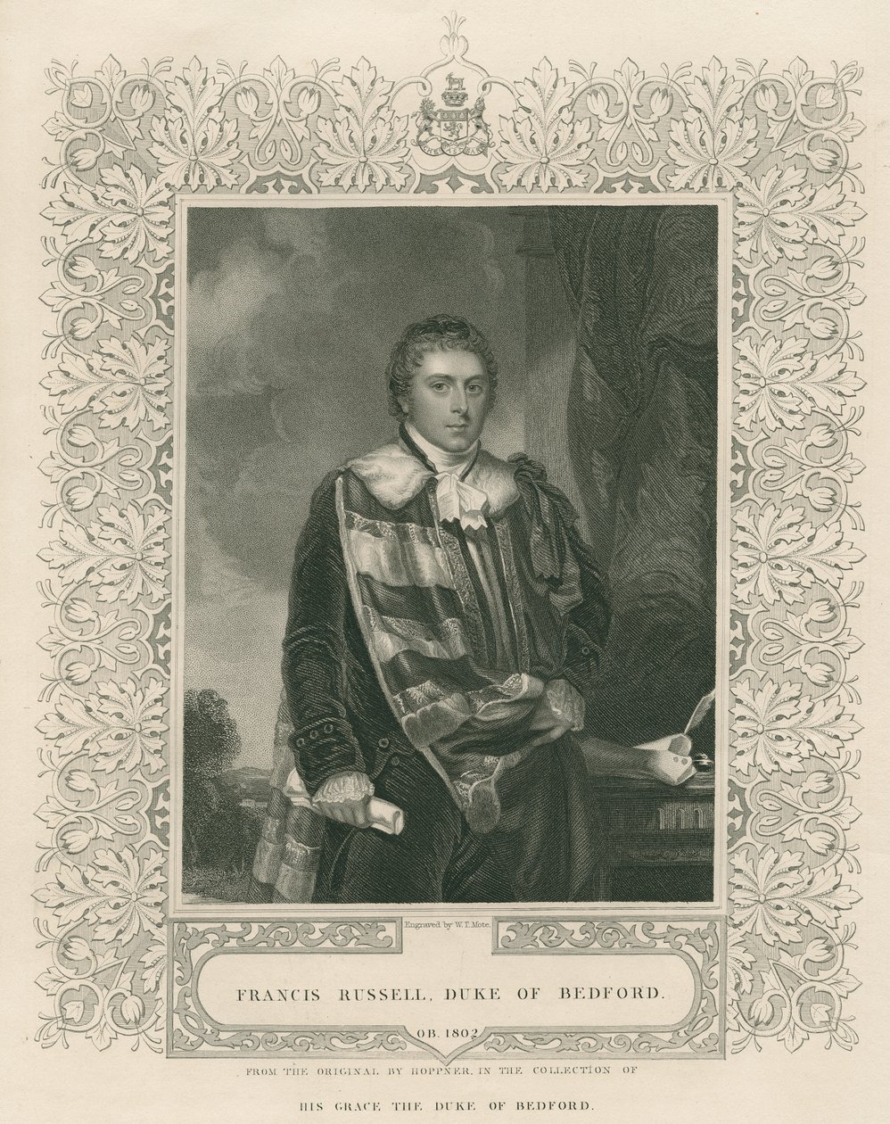Francis Russell (1765-1802) 5. hertug af Bedford, graveret af W. T. Mote af English School