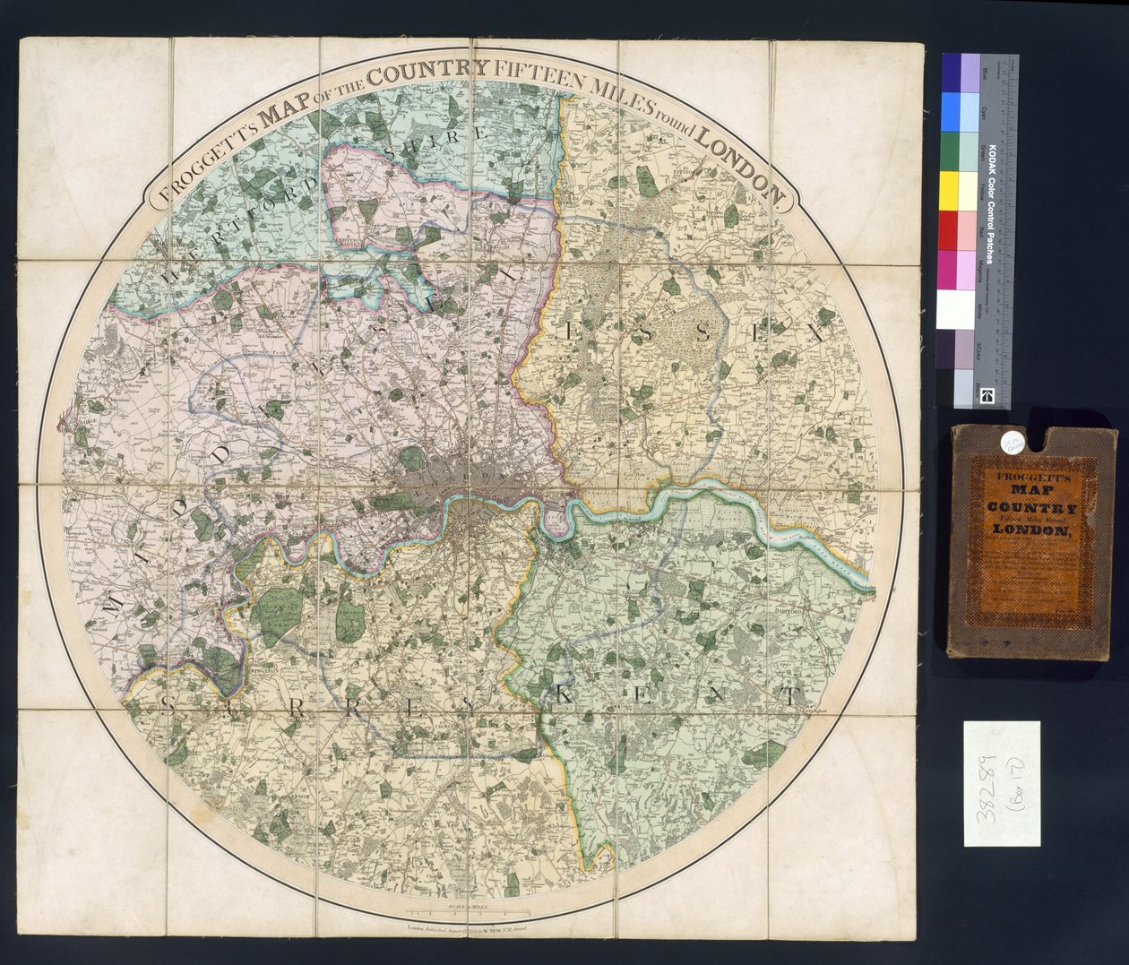 Froggetts kort over landet femten mil omkring London, 1833 af English School
