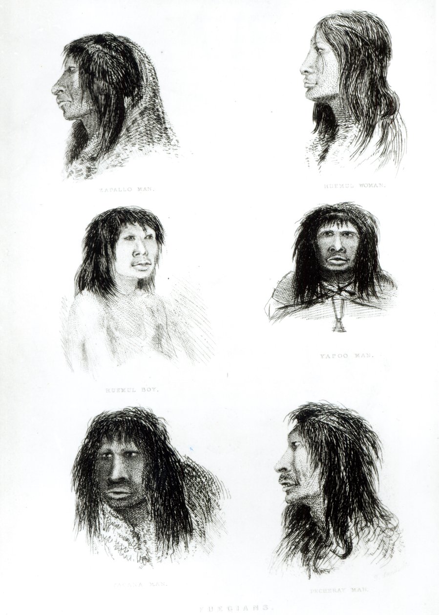 Fuegians, 1838 af English School
