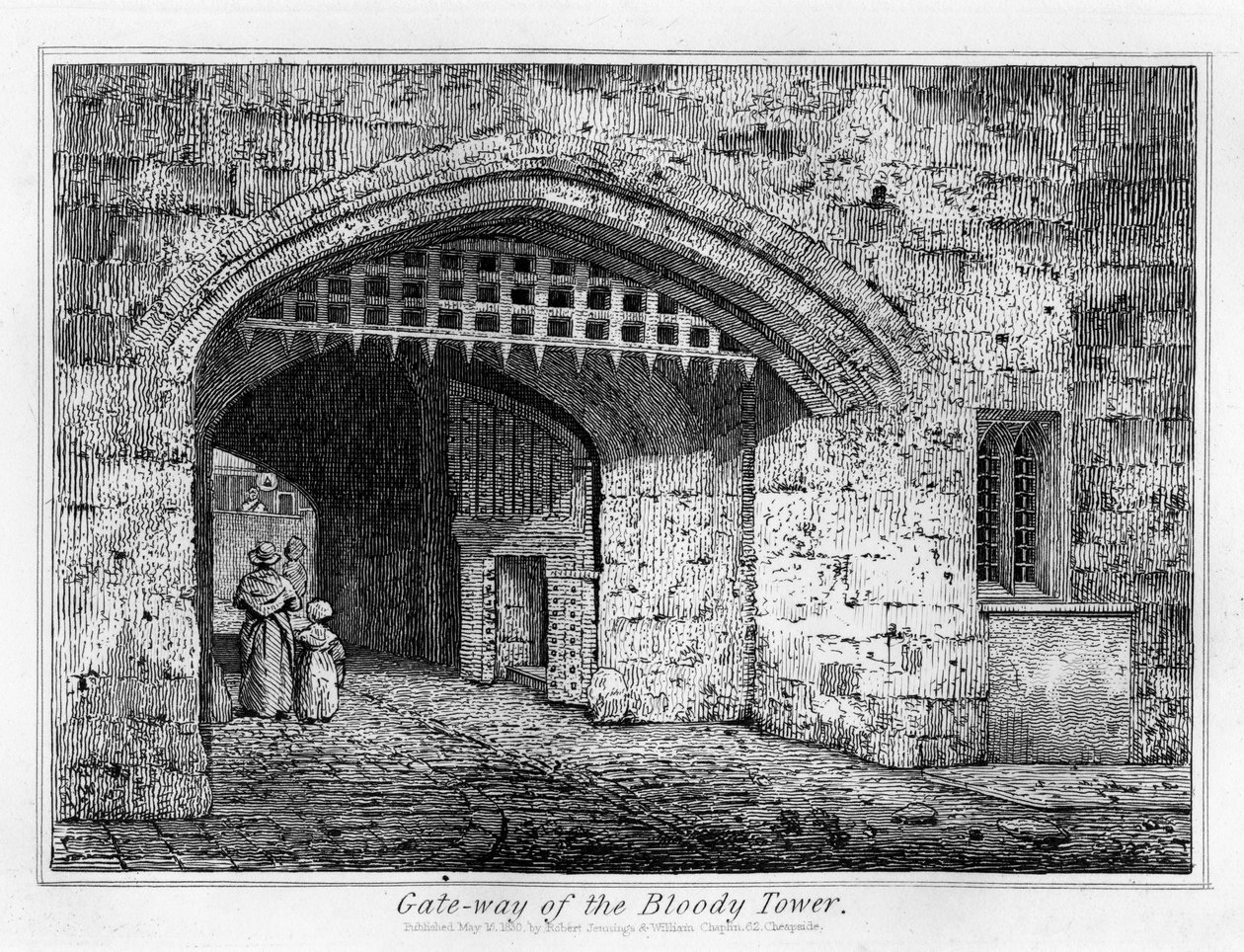 Porten til Bloody Tower, 1830 af English School