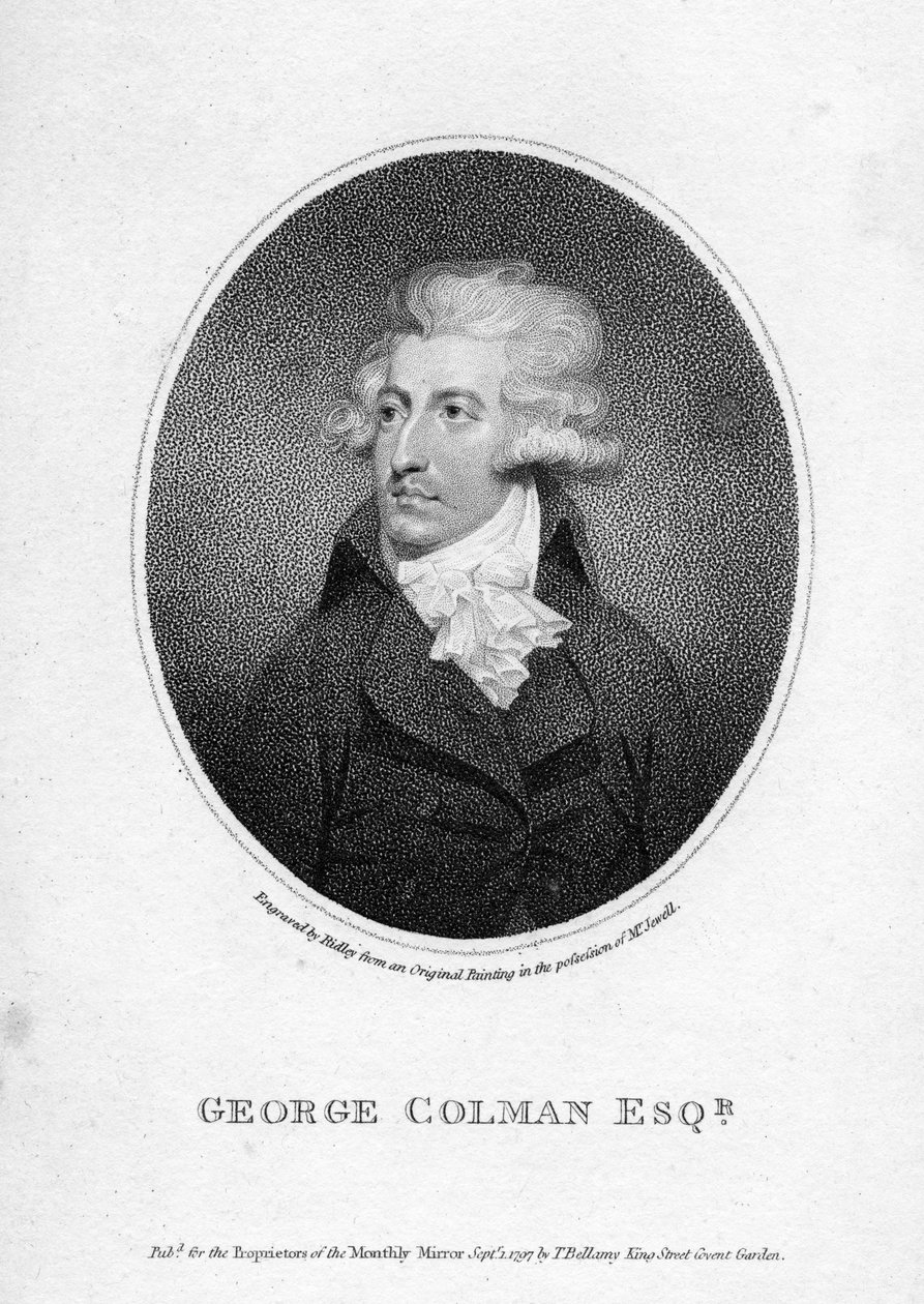 George Colman den Yngre, graveret af William Ridley, 1797 af English School