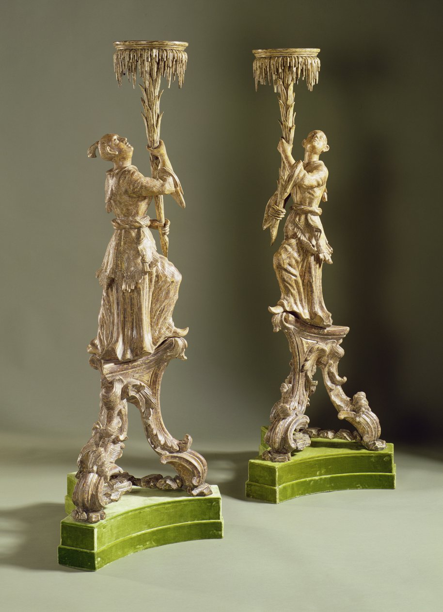 George II chinoiserie fakler, ca. 1750 (forgyldt træ) af English School