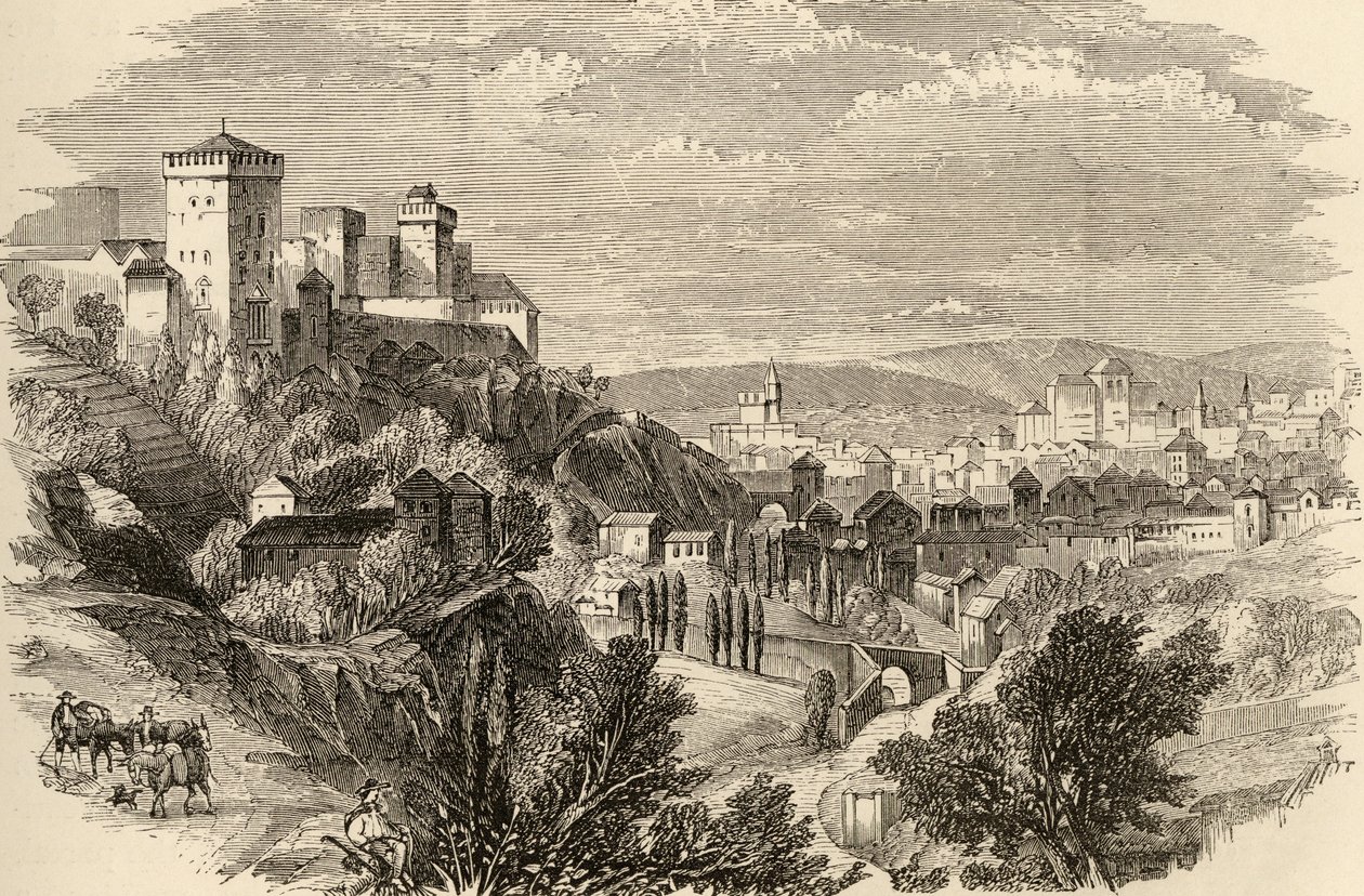 Granada og Alhambra, illustration fra 