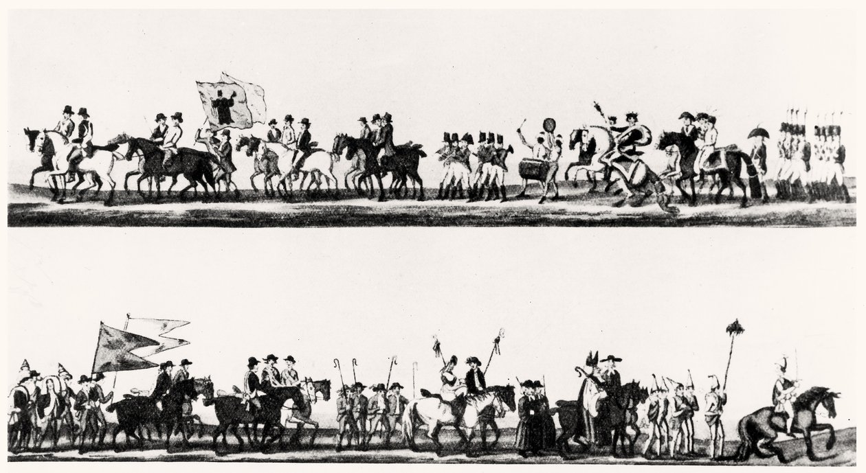Grand Festival of Woolcombers, Comb Makers and Farvere i Darlington, 3. februar 1825 af English School
