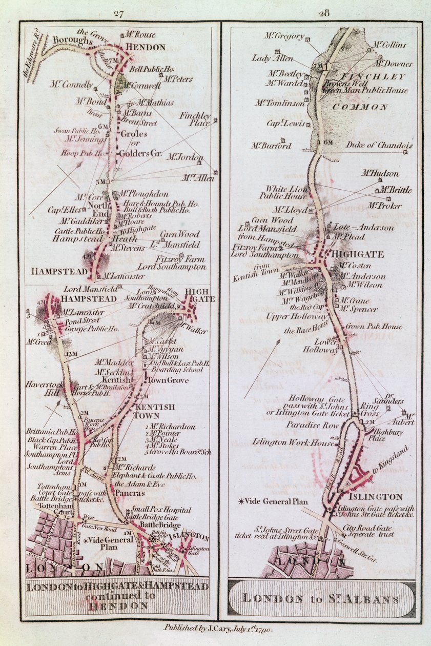 Great North Road ud af London, 1. juli 1790 af English School