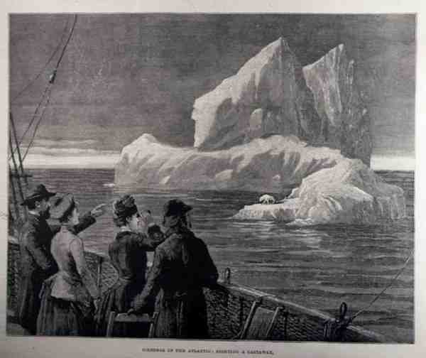 Icebergs in the Atlantic: Sighting a Castaway, fra The Illustrated London News, 18. juni 1887 af English School